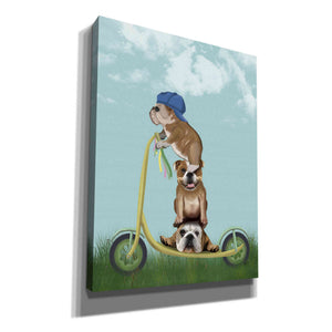 'English Bulldog Scooter' by Fab Funky Giclee Canvas Wall Art