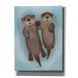'Otters Holding Hands' by Fab Funky Giclee Canvas Wall Art