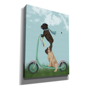 'Pug Scooter' by Fab Funky Giclee Canvas Wall Art