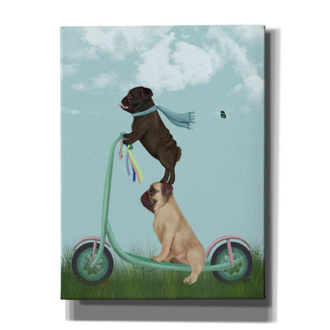Image of 'Pug Scooter' by Fab Funky Giclee Canvas Wall Art