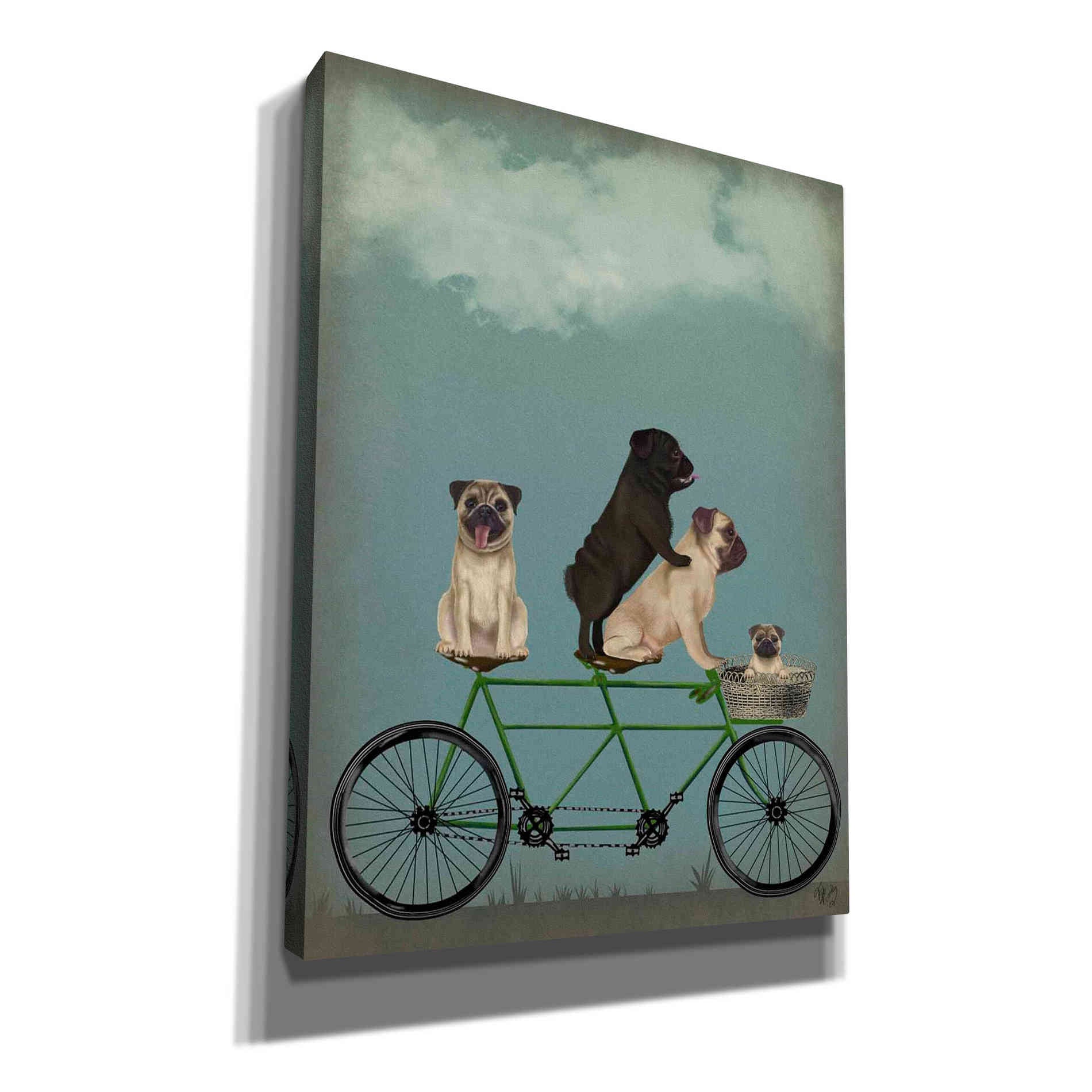 'Pug Tandem' by Fab Funky Giclee Canvas Wall Art