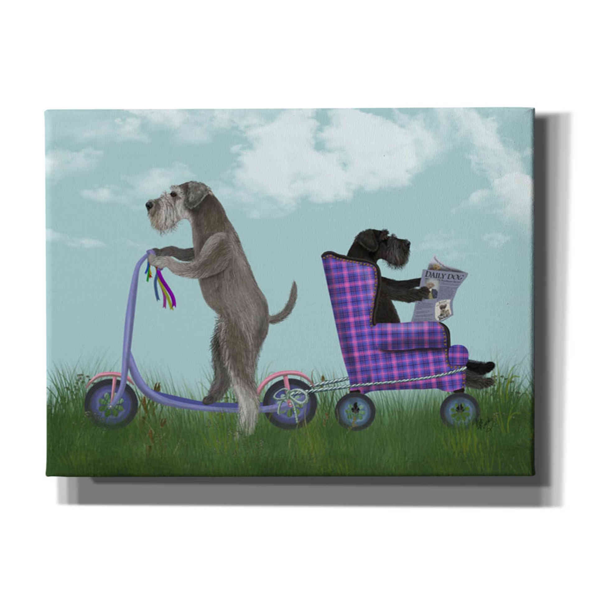 'Schnauzer Scooter' by Fab Funky Giclee Canvas Wall Art