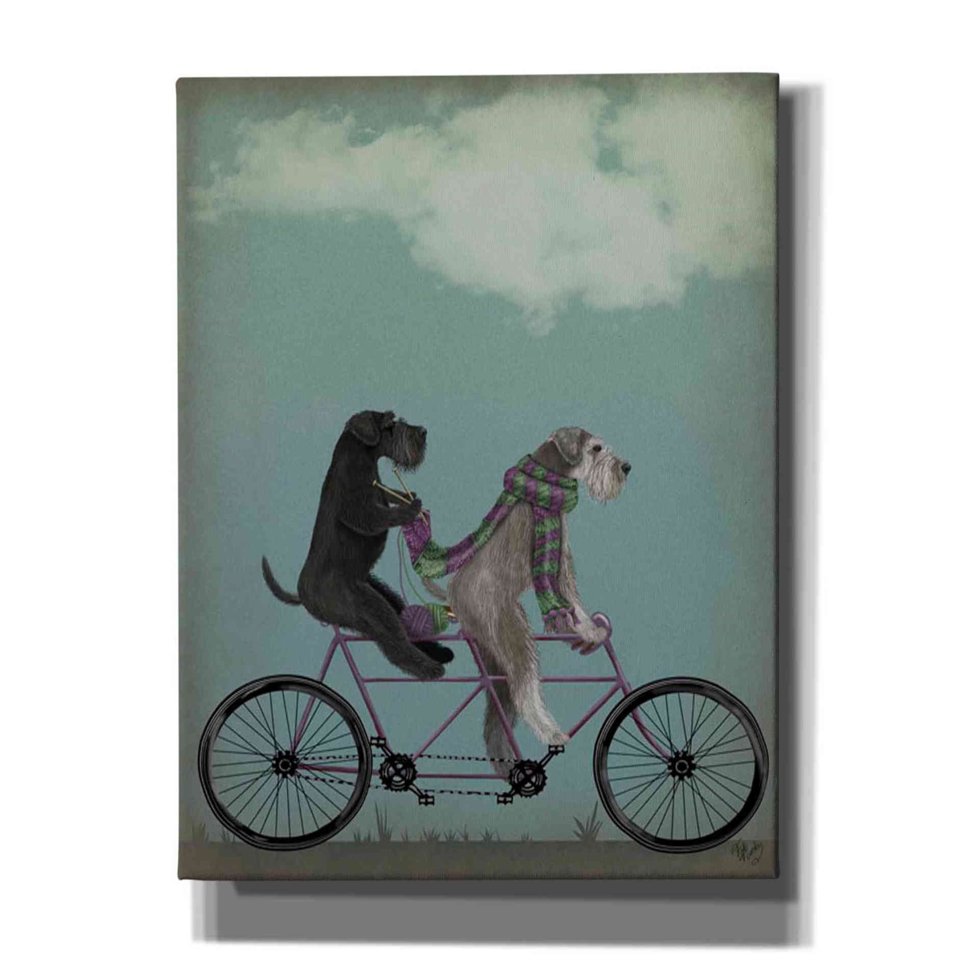 'Schnauzer Tandem' by Fab Funky Giclee Canvas Wall Art