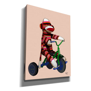 'Sock Monkey Tricycle' by Fab Funky Giclee Canvas Wall Art
