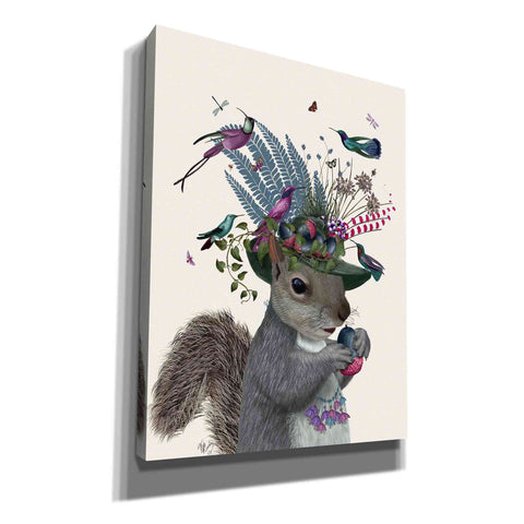 Image of 'Squirrel Birdkeeper and Blue Acorns' by Fab Funky Giclee Canvas Wall Art