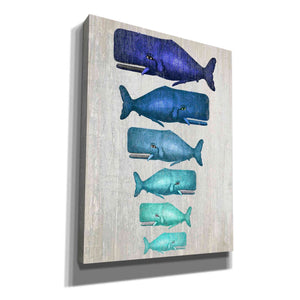 'Whale Family Blue On White' by Fab Funky Giclee Canvas Wall Art
