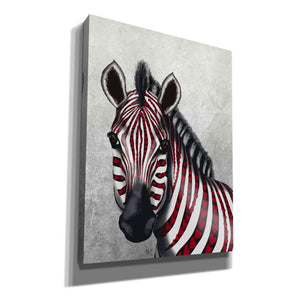 'Zebra, Red Love Hearts' by Fab Funky Giclee Canvas Wall Art