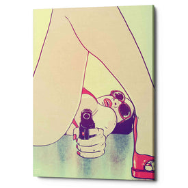 'Girl with Gun' by Giuseppe Cristiano, Canvas Wall Art