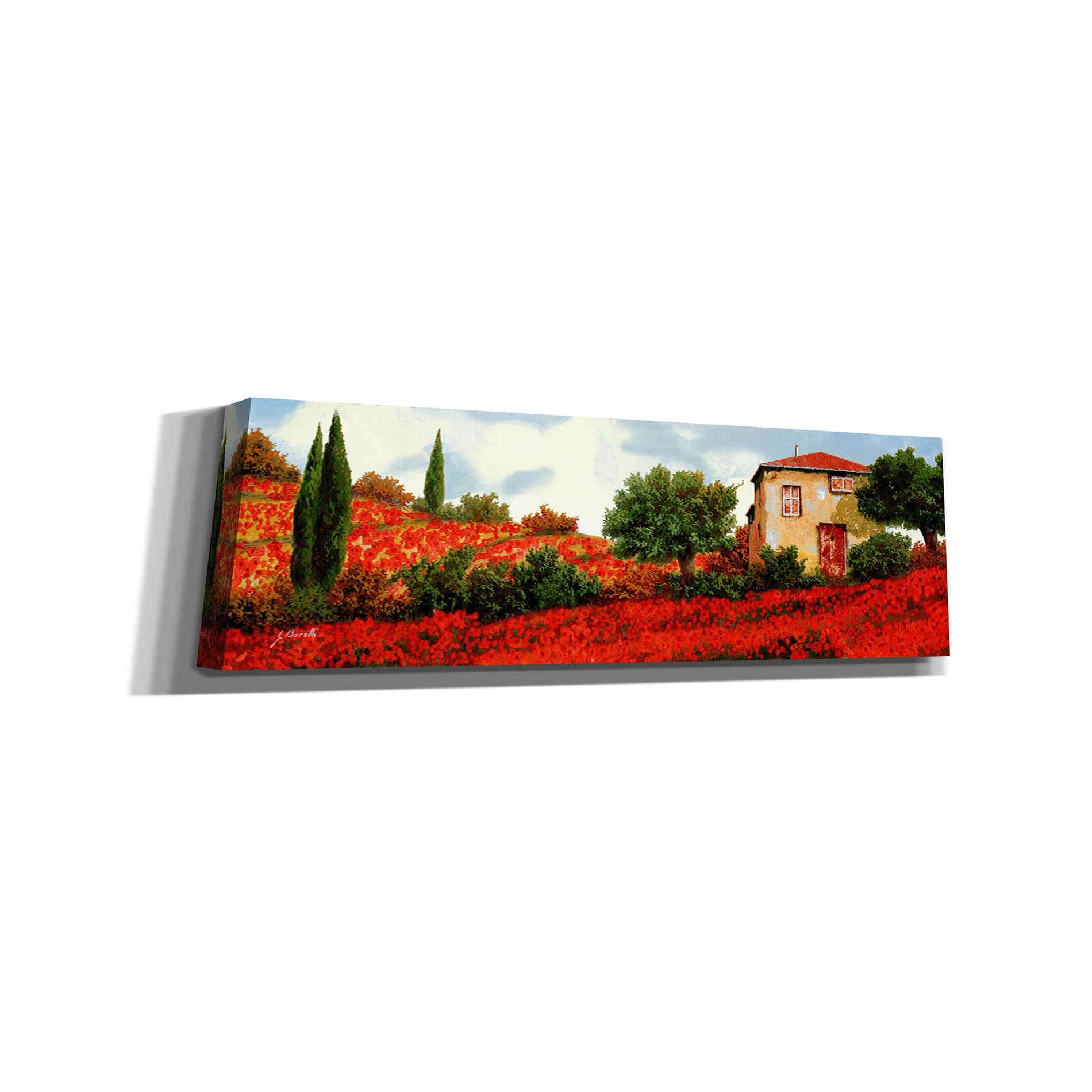 'Papaveri Sulle Colline' by Guido Borelli, Giclee Canvas Wall Art