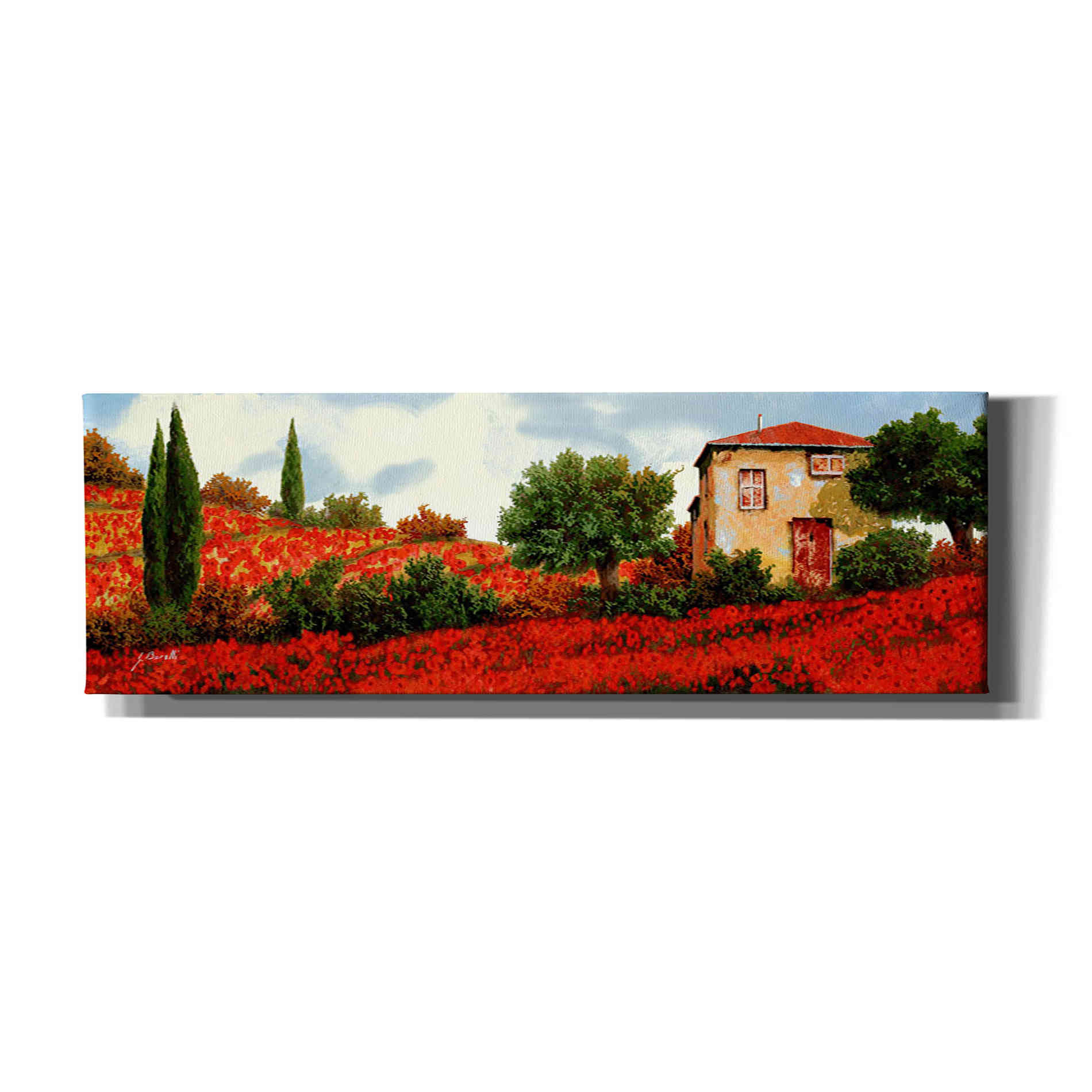 'Papaveri Sulle Colline' by Guido Borelli, Giclee Canvas Wall Art