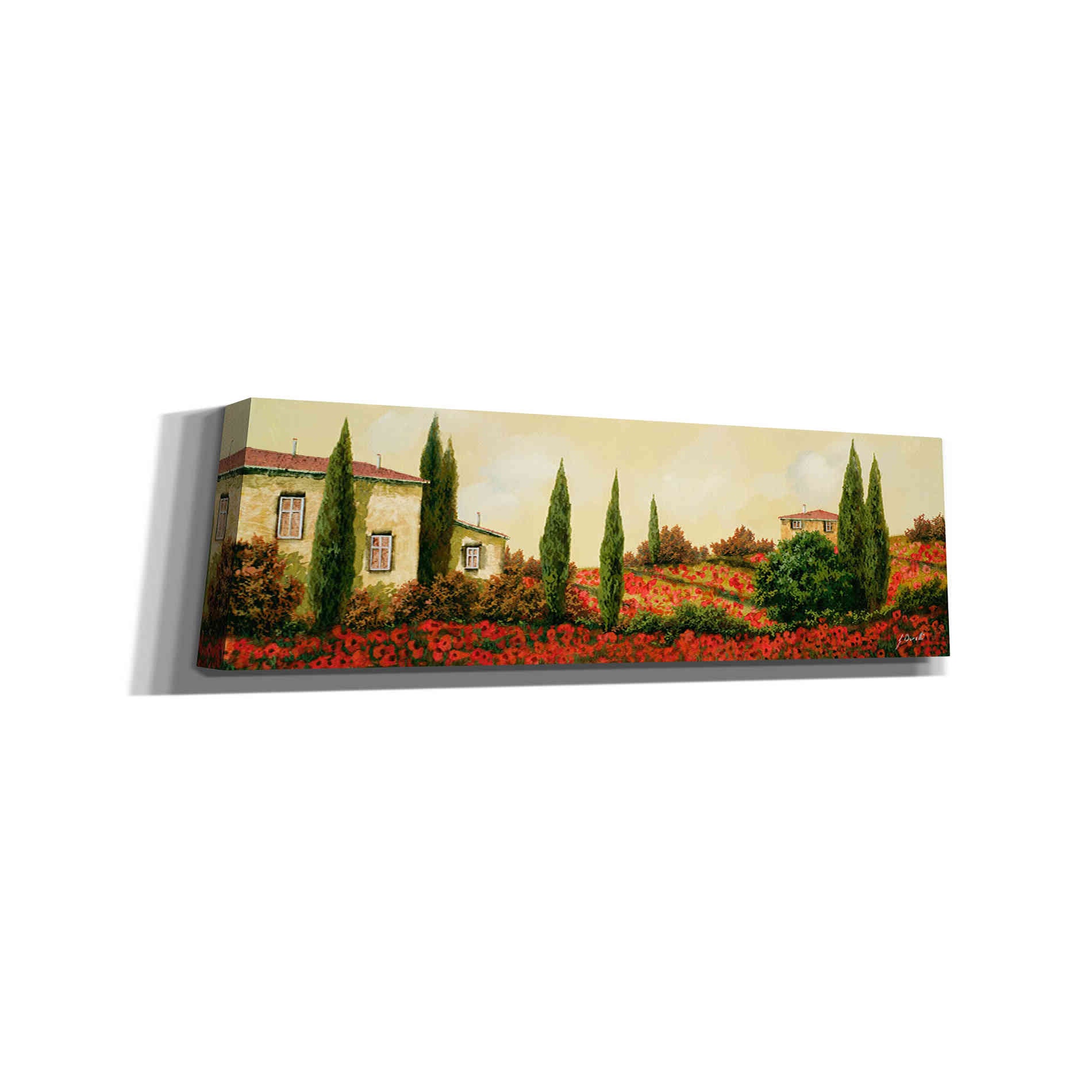'Tre Case Tra I Papaveri' by Guido Borelli, Giclee Canvas Wall Art