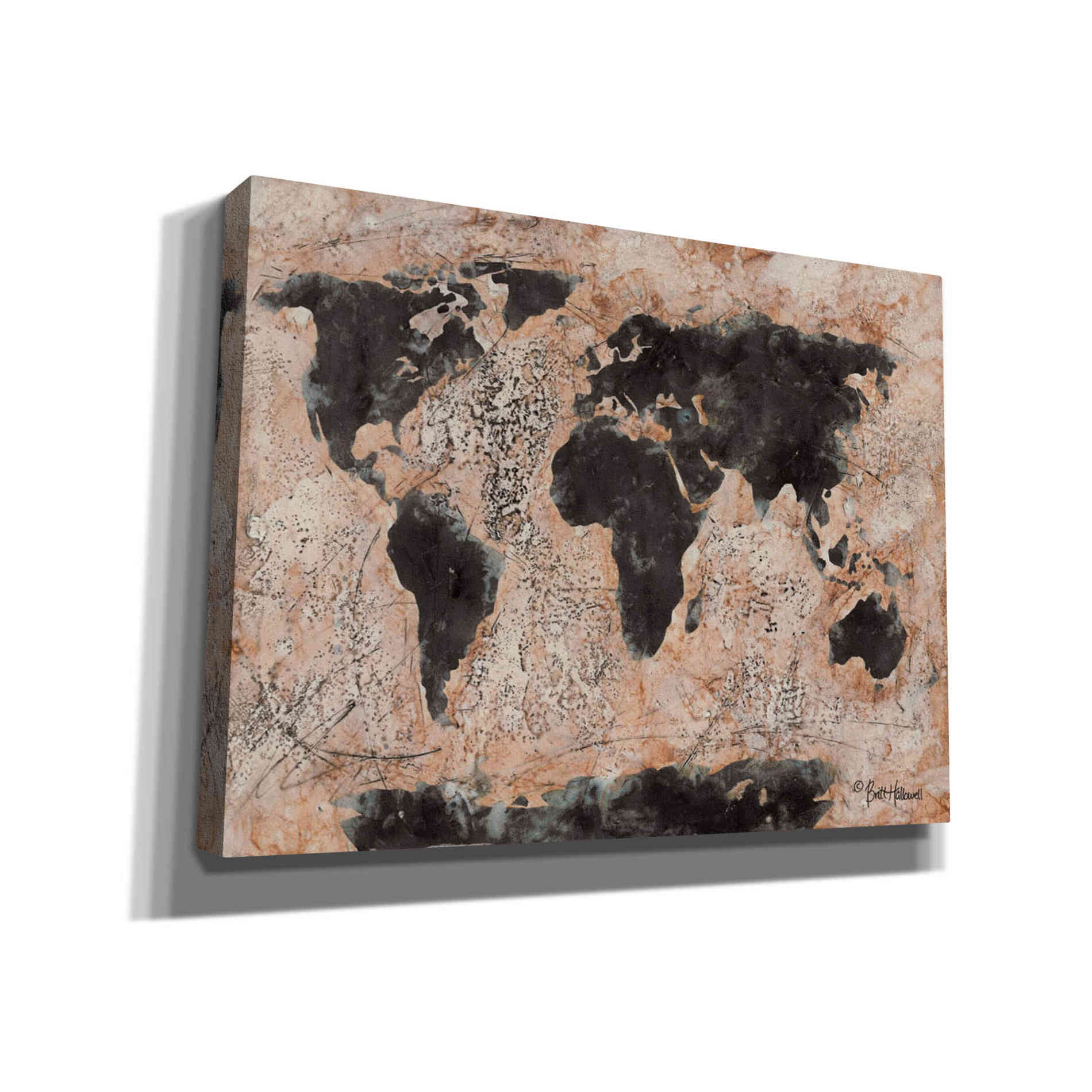 'Old World Map' by Britt Hallowell, Canvas Wall Art,Size B Landscape