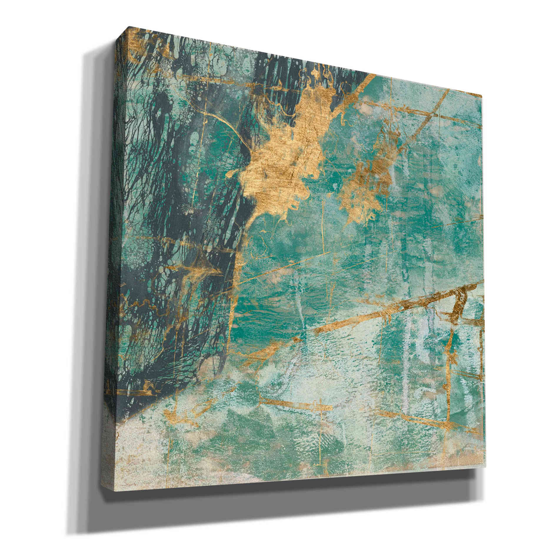 'Teal Lace I' by Jennifer Goldberger Giclee Canvas Wall Art