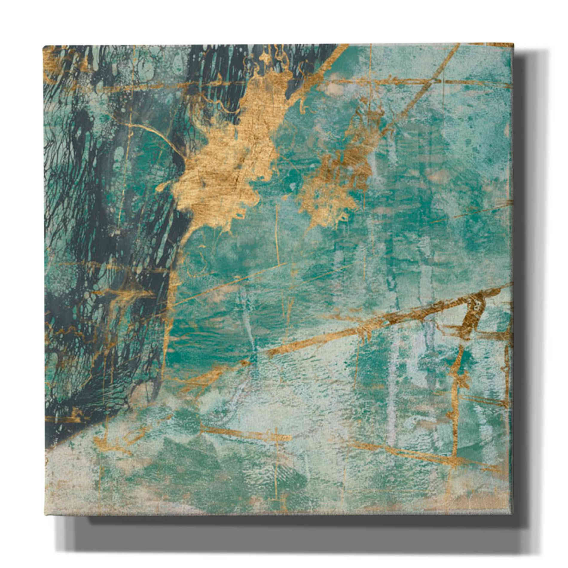 'Teal Lace I' by Jennifer Goldberger Giclee Canvas Wall Art