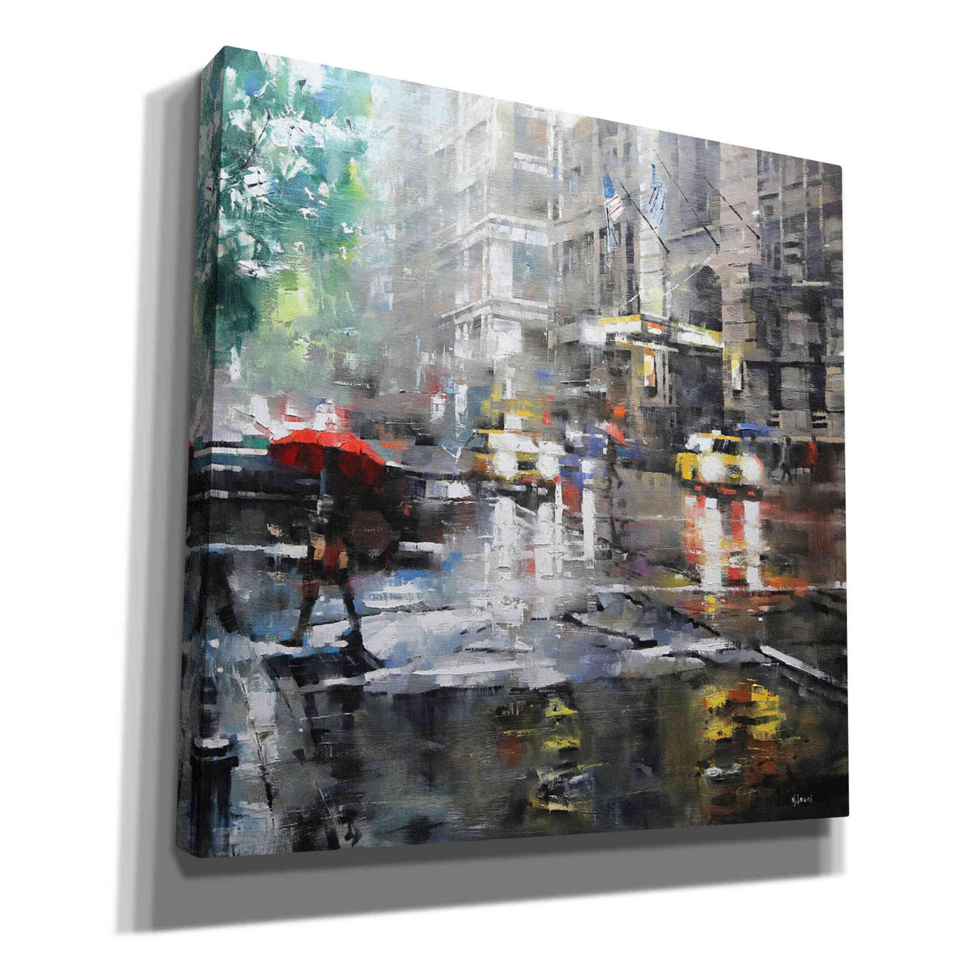 'Manhattan Red Umbrella' by Mark Lague, Canvas Wall Art,Size 1 Square
