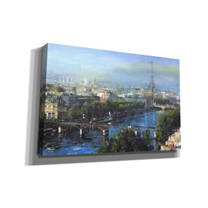 'Paris Pedestrian Bridge' by Mark Lague, Canvas Wall Art,Size A Landscape