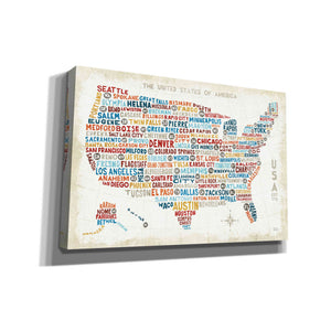 'US City Map' by Michael Mullan, Canvas Wall Art