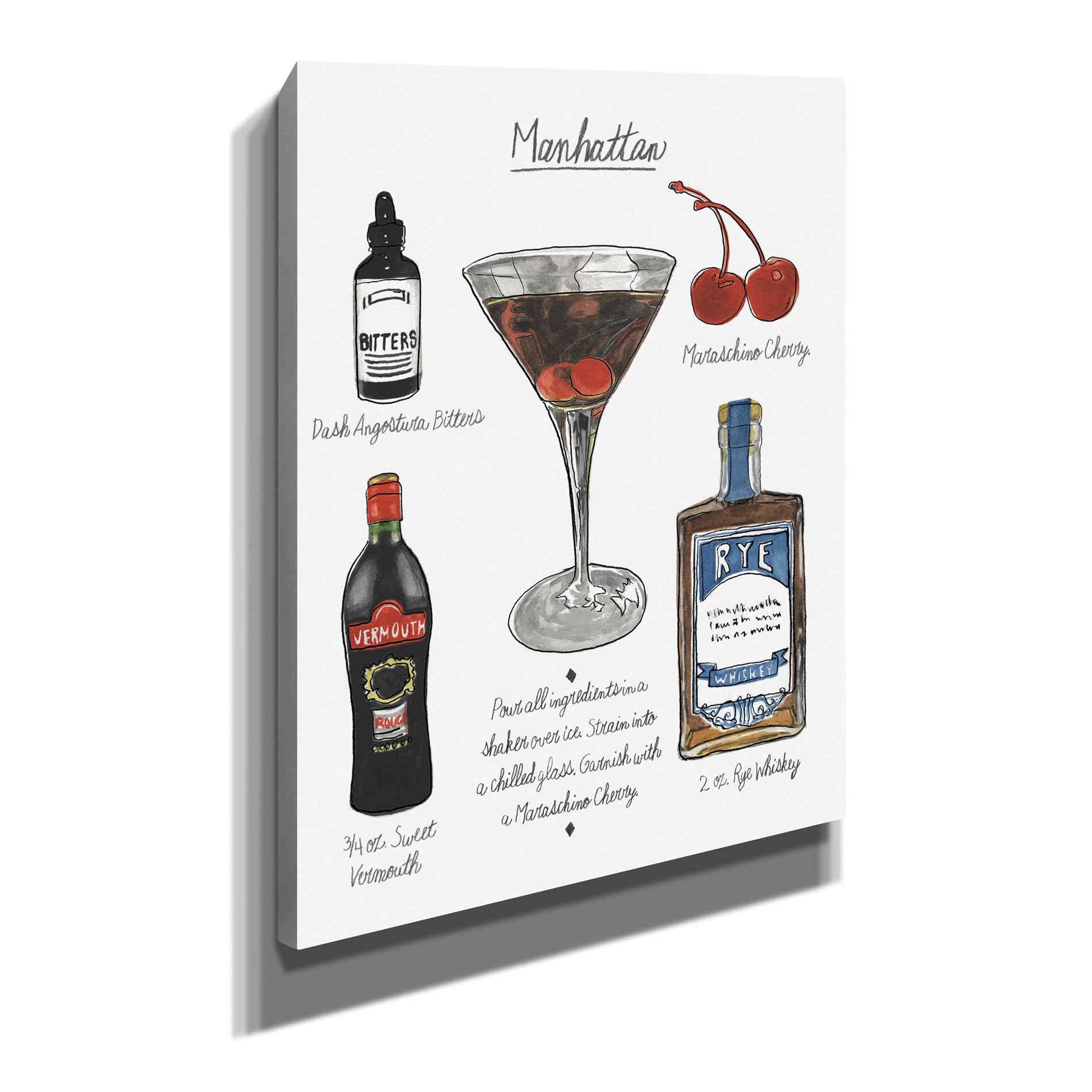 'Classic Cocktail - Manhattan" by Naomi McCavitt. McCavitt Giclee Canvas Wall Art