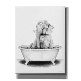'Elephant in Tub' by Rachel Nieman, Canvas Wall Art,Size B Portrait