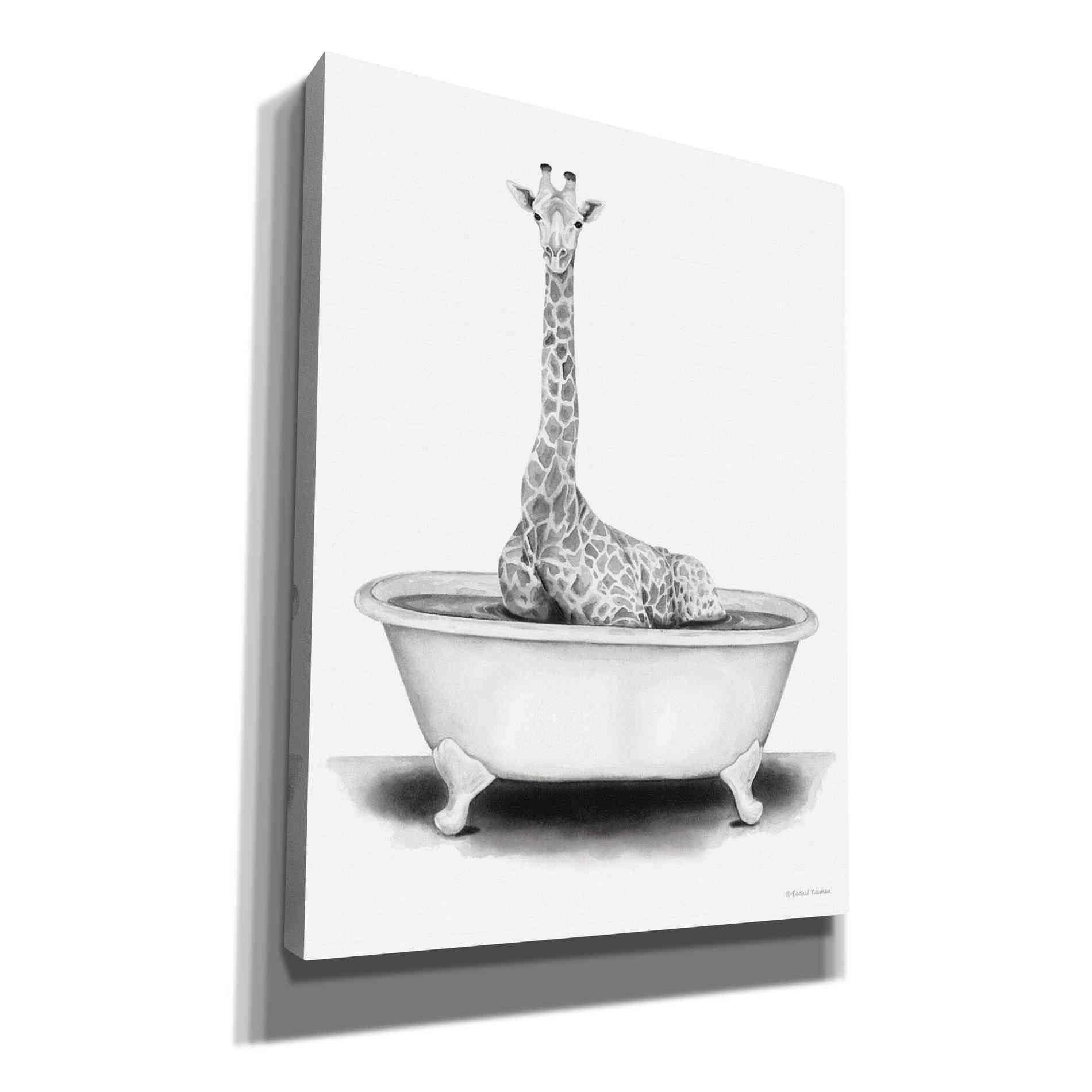 'Giraffe in Tub' by Rachel Nieman, Canvas Wall Art,Size B Portrait