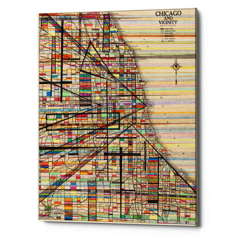Image of 'Modern Map of Chicago' by Nikki Galapon Giclee Canvas Wall Art