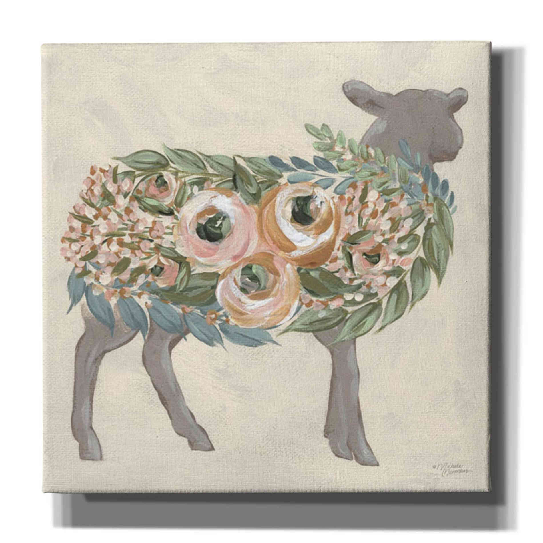 'Audrey the Lamb' by Michele Norman, Canvas Wall Art,Size 1 Sqaure