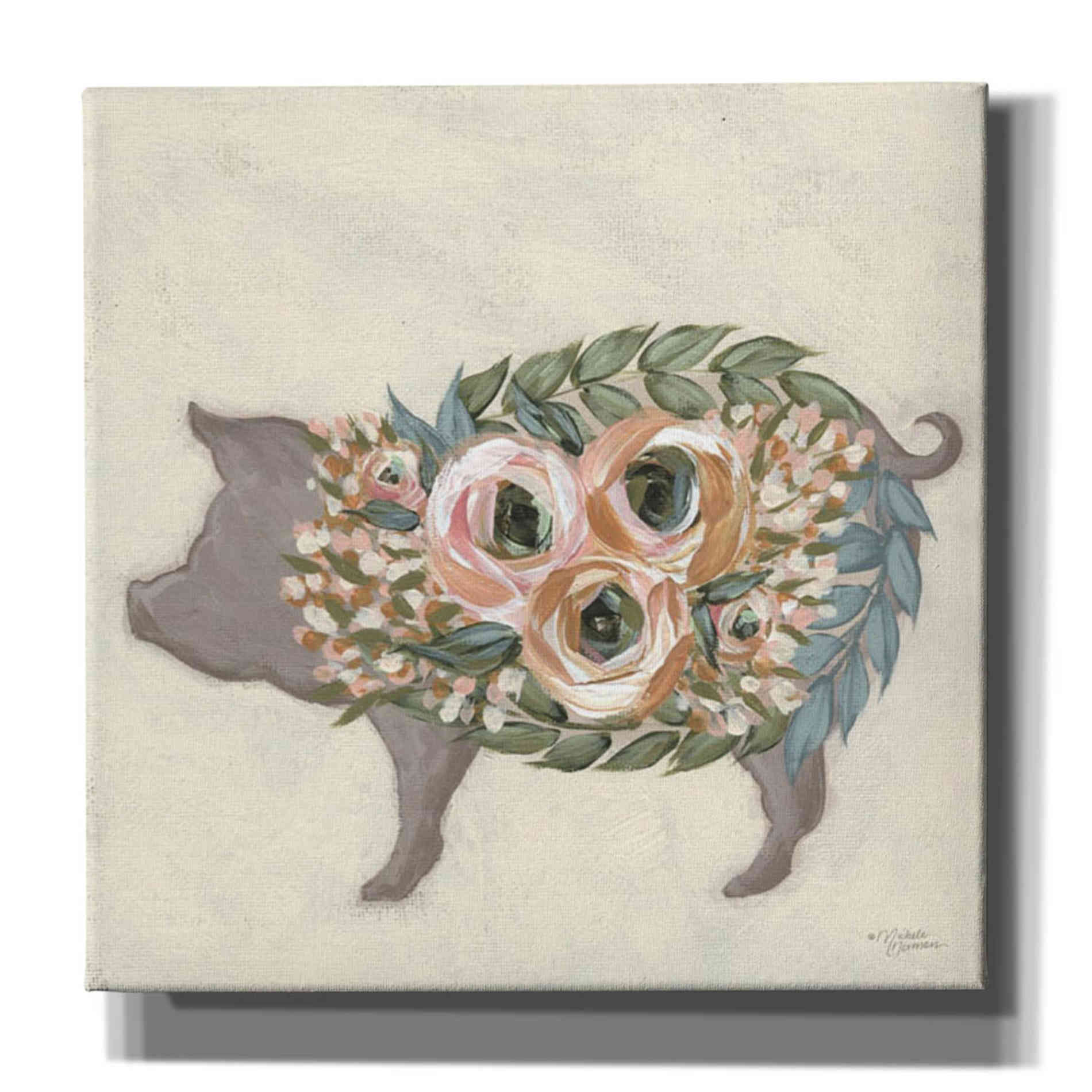 'Alice the Pig' by Michele Norman, Canvas Wall Art,Size 1 Sqaure