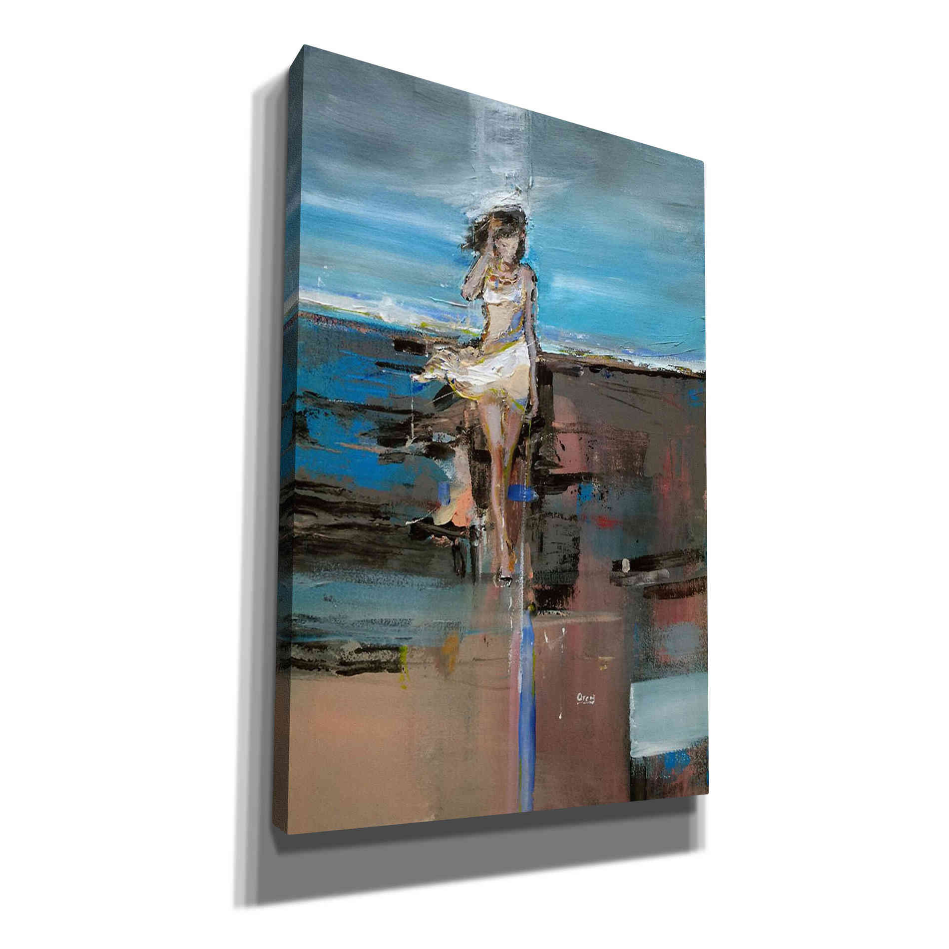 'Windy Beach' by Oscar Alvarez Pardo, Canvas Wall Art