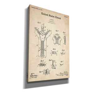 'Zipper Blueprint Patent Parchment' Canvas Wall Art,Size A Portrait