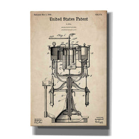'Beer Bottling Machine Blueprint Patent Parchment' Canvas Wall Art,Size A Portrait