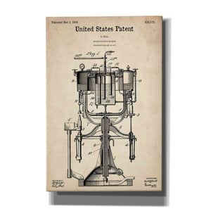'Beer Bottling Machine Blueprint Patent Parchment' Canvas Wall Art,Size A Portrait