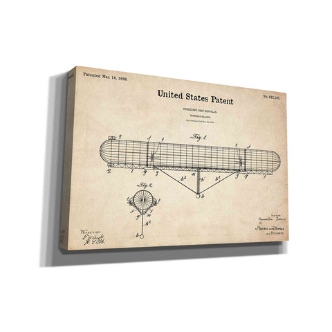 Image of 'Navigable Balloon Blueprint Patent Parchment' Canvas Wall Art,Size A Landscape