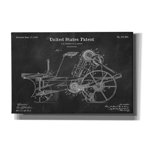 Image of 'Corn Harvester Blueprint Patent Chalkboard' Canvas Wall Art,Size A Landscape
