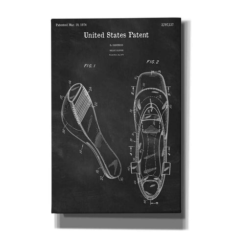 Image of 'Ballet Slippers Blueprint Patent Chalkboard' Canvas Wall Art,Size A Portrait