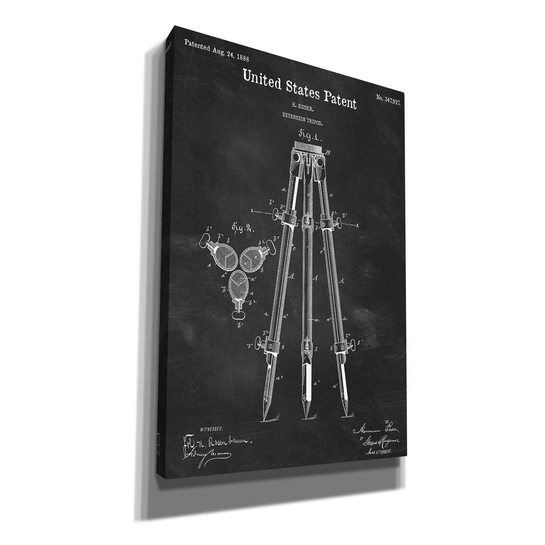 'Camera Tripod Blueprint Patent Chalkboard' Canvas Wall Art,Size A Portrait