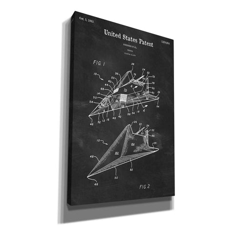 Image of 'F-117 Nighthawk Stealth Fighter Blueprint Patent Chalkboard' Canvas Wall Art,Size A Portrait