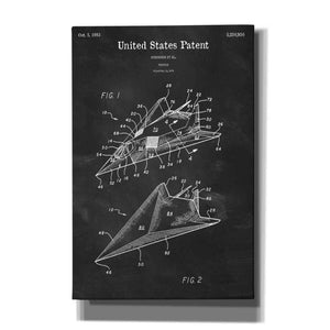 'F-117 Nighthawk Stealth Fighter Blueprint Patent Chalkboard' Canvas Wall Art,Size A Portrait