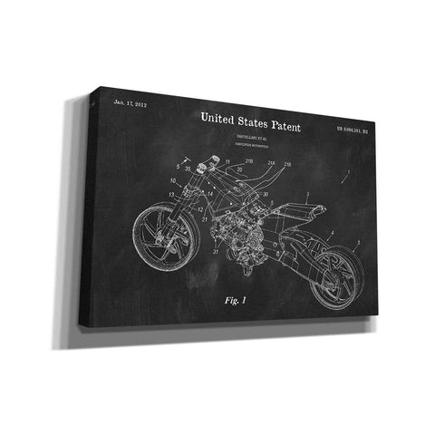 Image of 'Motocycle Blueprint Patent Chalkboard' Canvas Wall Art,Size A Landscape