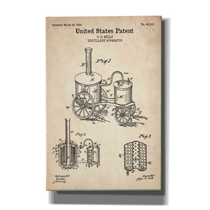 Distillery Apparatus Blueprint Patent Parchment' Canvas Wall Art