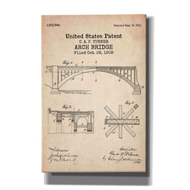 'Arch Bridge Blueprint Patent Parchment' Canvas Wall Art