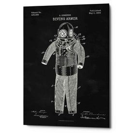 'Diving Armor Blueprint Chalkboard Patent' Canvas Wall Art