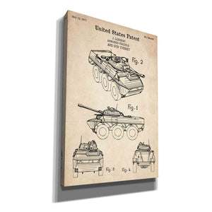 'Armored Vehicle Blueprint Patent Parchment' Canvas Wall Art