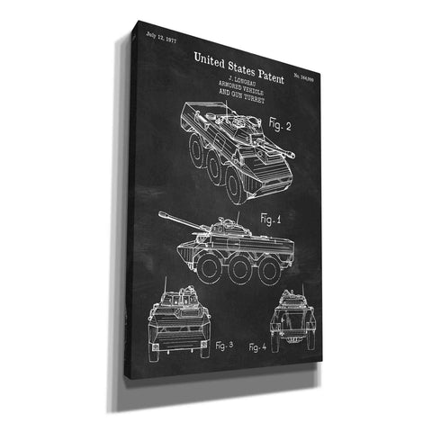 Image of 'Armored Vehicle Blueprint Patent Chalkboard' Canvas Wall Art