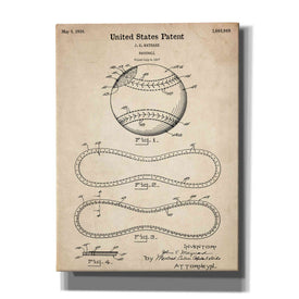 'Baseball Vintage Patent Blueprint' Canvas Wall Art