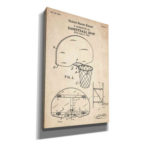 'Basketball Hoop Blueprint Patent Parchment' Canvas Wall Art