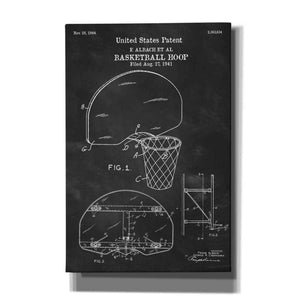 'Basketball Hoop Blueprint Patent Chalkboard' Canvas Wall Art