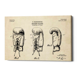 'Boxing Glove, 1925 Blueprint Parchment Patent' Canvas Wall Art