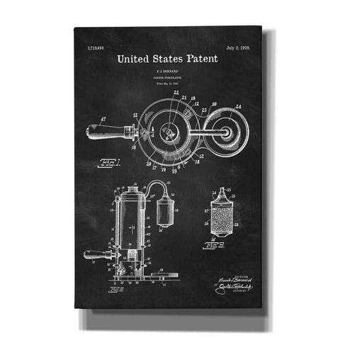 Image of 'Coffee Percolator Blueprint Patent Chalkboard' Canvas Wall Art