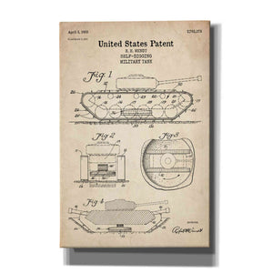 'Self-Digging Military Tank Blueprint Patent Parchment' Canvas Wall Art