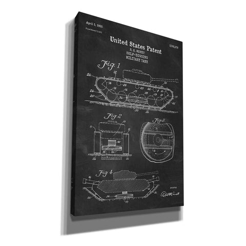 Image of 'Self-Digging Military Tank Blueprint Patent Chalkboard' Canvas Wall Art